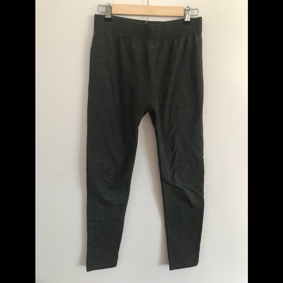 Pink Rose Pants - Fleece Lined Dark Grey Leggings